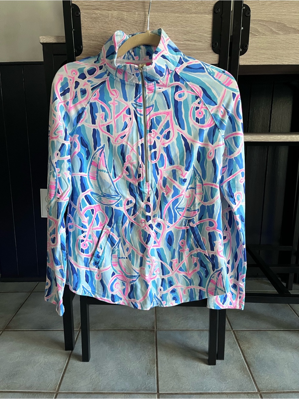 Lilly Pulitzer Blue & Pink Nautical-Print Popover